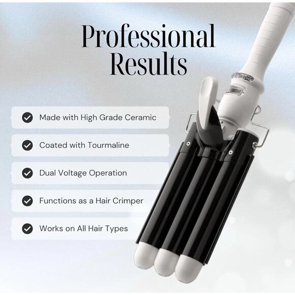 Three Barrel 1” Curling Iron Wand Hair Waver Crimper LCD Display 410 Degree-NEW - Picture 3 of 7